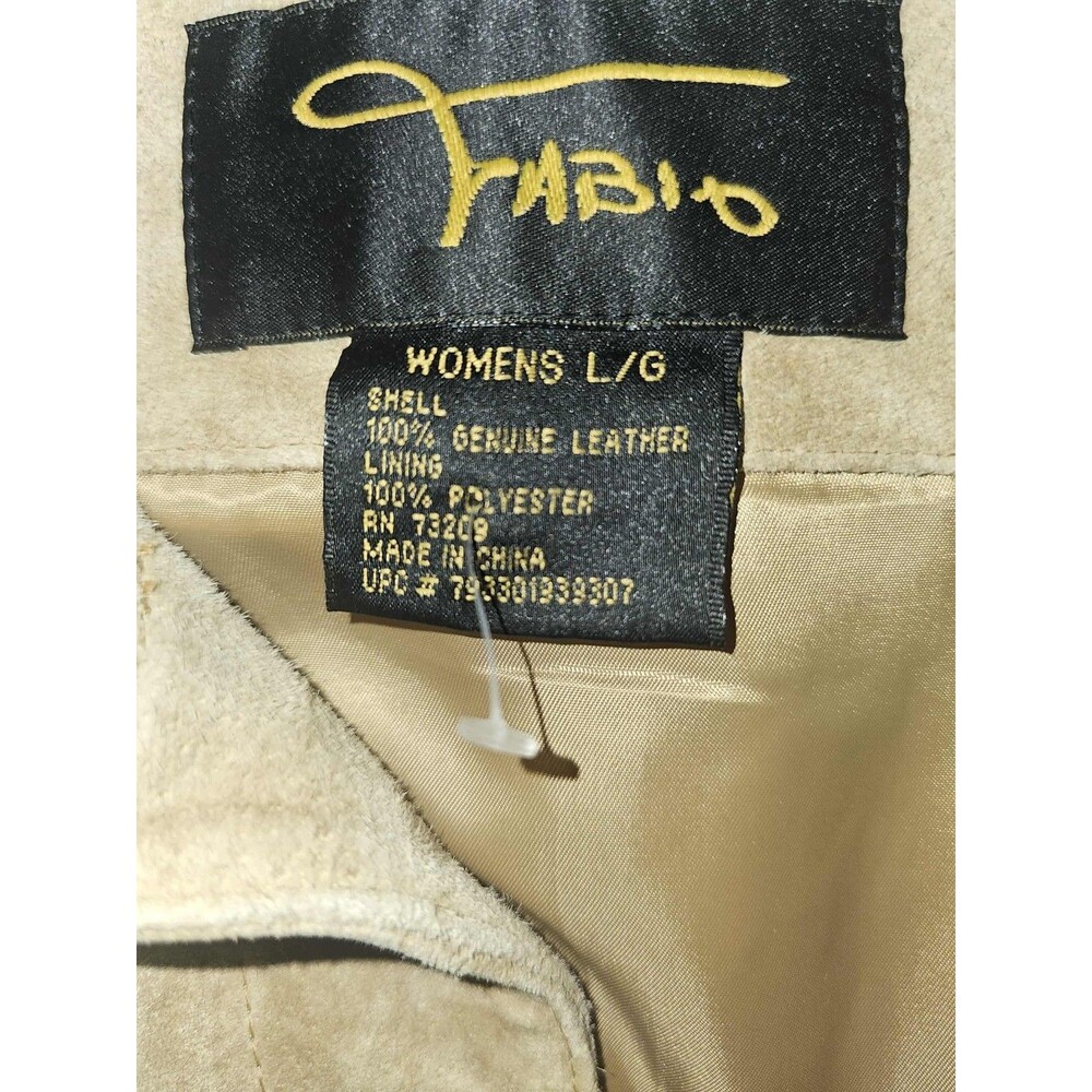 Fabio Women's Tan Suede Genuine Soft Leather Rib Lined Short Jacket Size L VTG - Picture 6 of 7